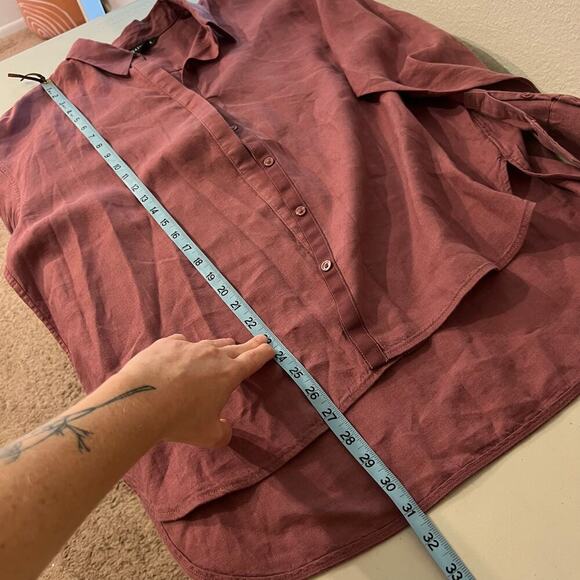 Athleta Tawny Rose Playa Linen Button Front Long Sleeve Oversized Shirt Size XL - Picture 10 of 14